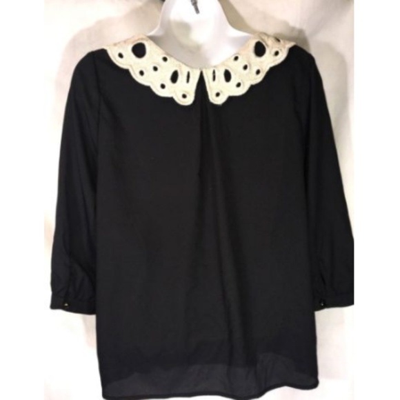 Hearts Blouse 3/4 Sleeve Key Hole Neck Size M - Picture 2 of 5